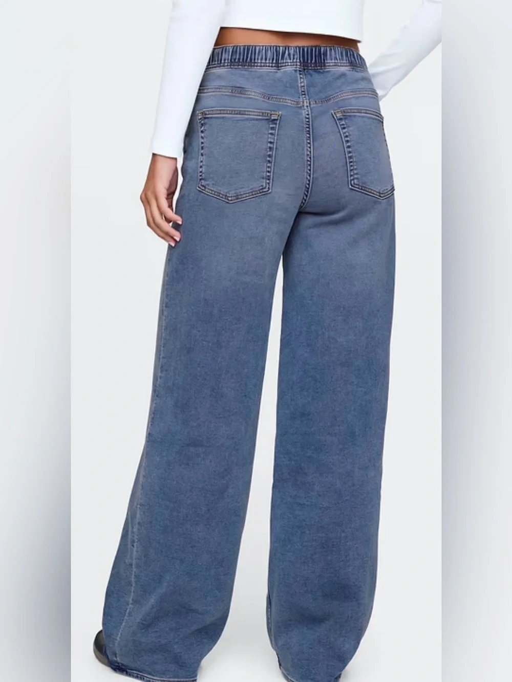 GAP Women's Mid Rise Knit Easy Baggy Jeans